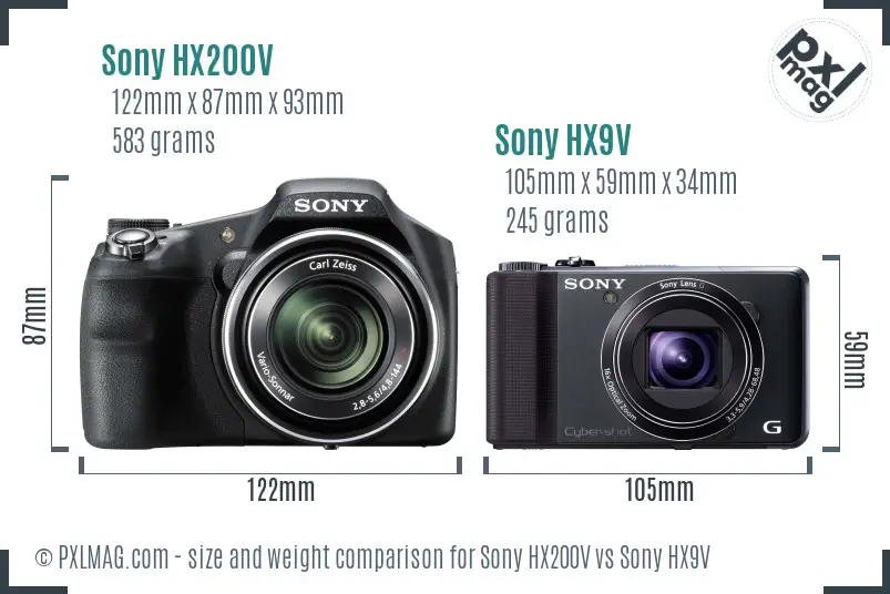 Sony HX200V vs Sony HX9V size comparison