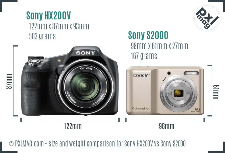 Sony HX200V vs Sony S2000 size comparison