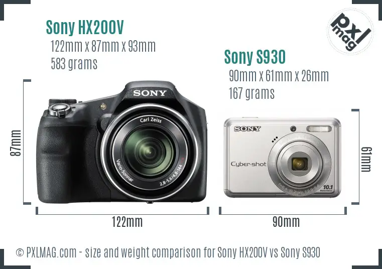 Sony HX200V vs Sony S930 size comparison