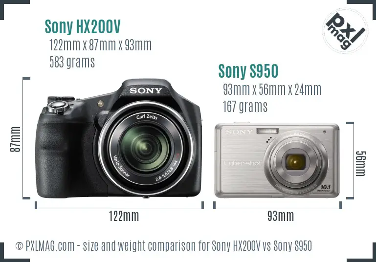 Sony HX200V vs Sony S950 size comparison