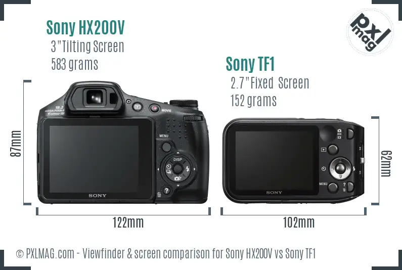 Sony HX200V vs Sony TF1 Screen and Viewfinder comparison