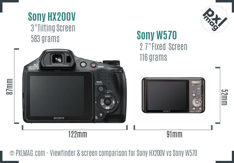 Sony HX200V vs Sony W570 Screen and Viewfinder comparison