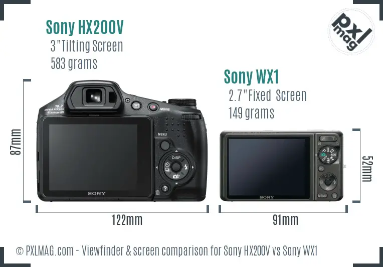 Sony HX200V vs Sony WX1 Screen and Viewfinder comparison
