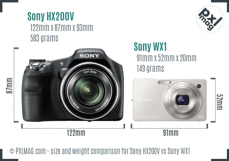 Sony HX200V vs Sony WX1 size comparison