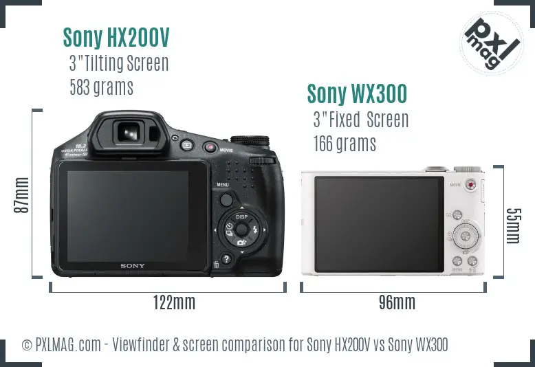Sony HX200V vs Sony WX300 Screen and Viewfinder comparison