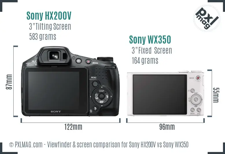 Sony HX200V vs Sony WX350 Screen and Viewfinder comparison