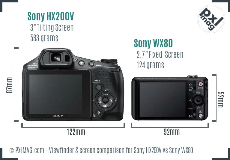 Sony HX200V vs Sony WX80 Screen and Viewfinder comparison