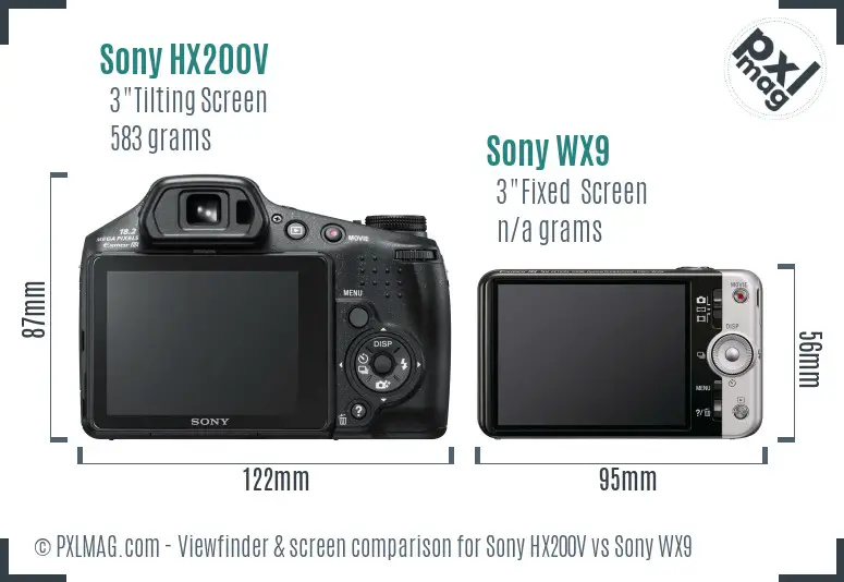 Sony HX200V vs Sony WX9 Screen and Viewfinder comparison