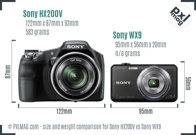 Sony HX200V vs Sony WX9 size comparison