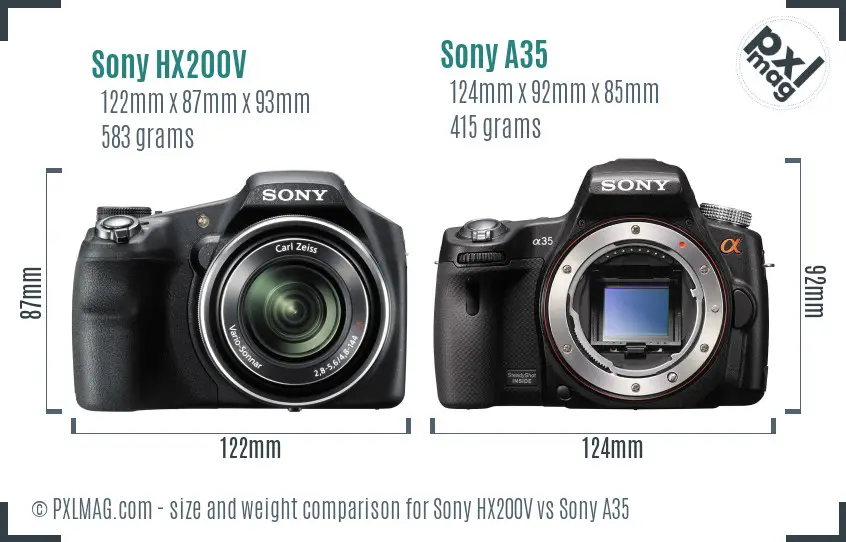 Sony HX200V vs Sony A35 size comparison