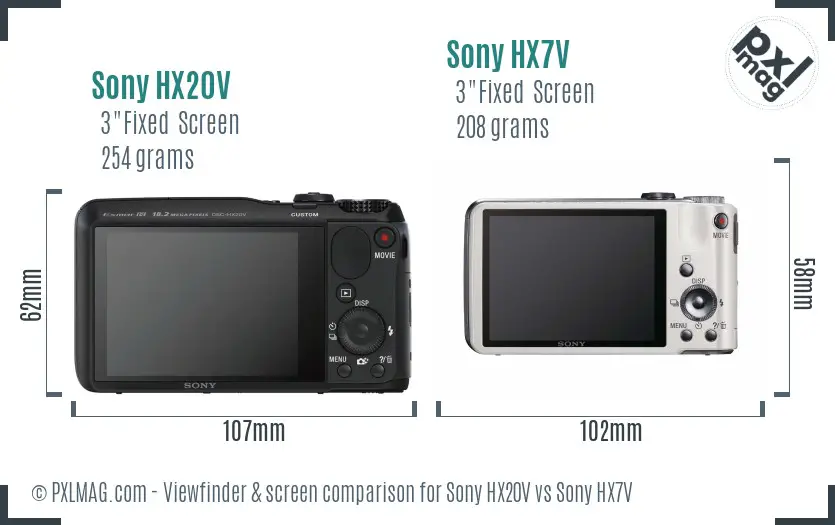 Sony HX20V vs Sony HX7V Screen and Viewfinder comparison