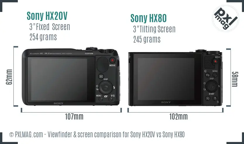 Sony HX20V vs Sony HX80 Screen and Viewfinder comparison