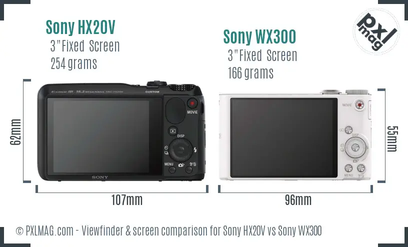 Sony HX20V vs Sony WX300 Screen and Viewfinder comparison