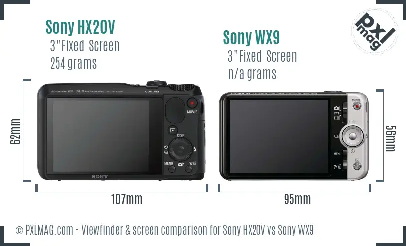Sony HX20V vs Sony WX9 Screen and Viewfinder comparison