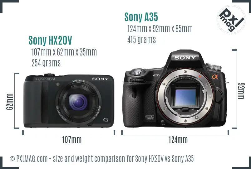 Sony HX20V vs Sony A35 size comparison