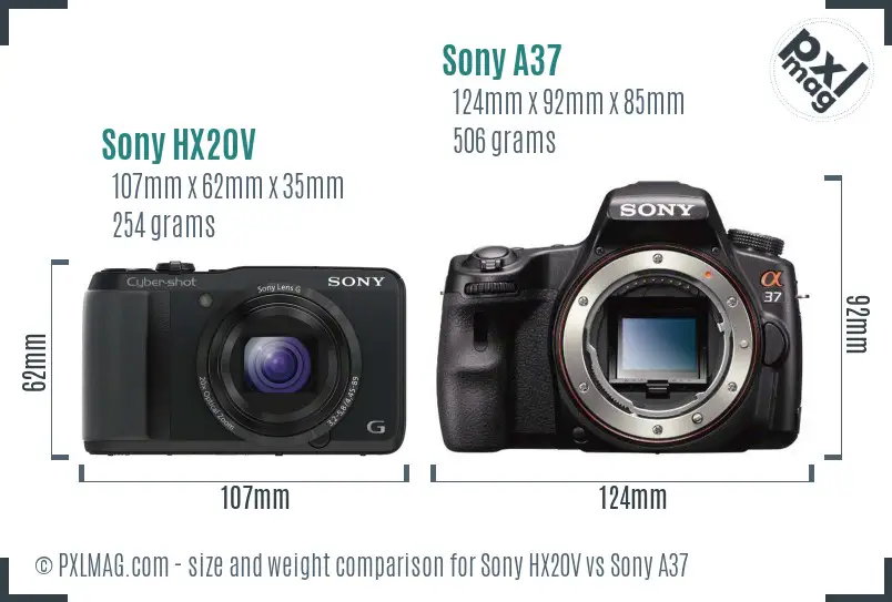 Sony HX20V vs Sony A37 size comparison