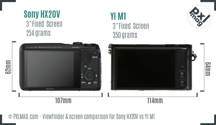 Sony HX20V vs YI M1 Screen and Viewfinder comparison