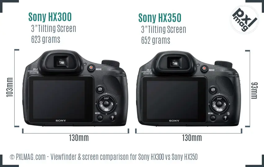 Sony HX300 vs Sony HX350 Screen and Viewfinder comparison