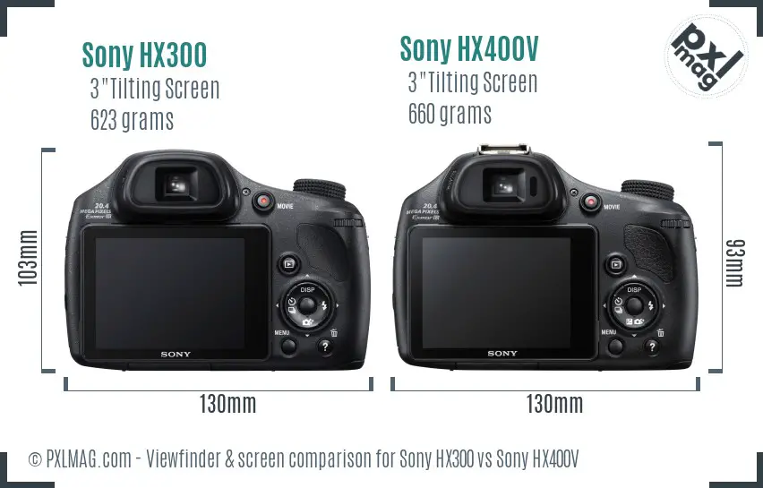 Sony HX300 vs Sony HX400V Screen and Viewfinder comparison