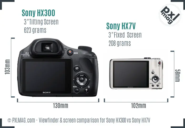 Sony HX300 vs Sony HX7V Screen and Viewfinder comparison