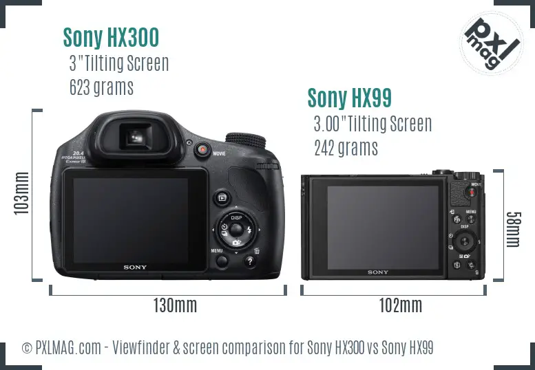 Sony HX300 vs Sony HX99 Screen and Viewfinder comparison