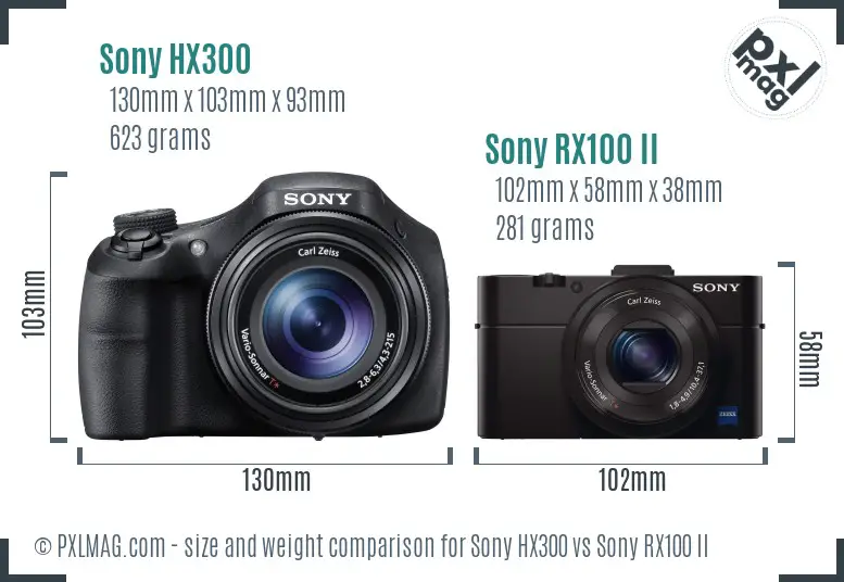 Sony HX300 vs Sony RX100 II size comparison