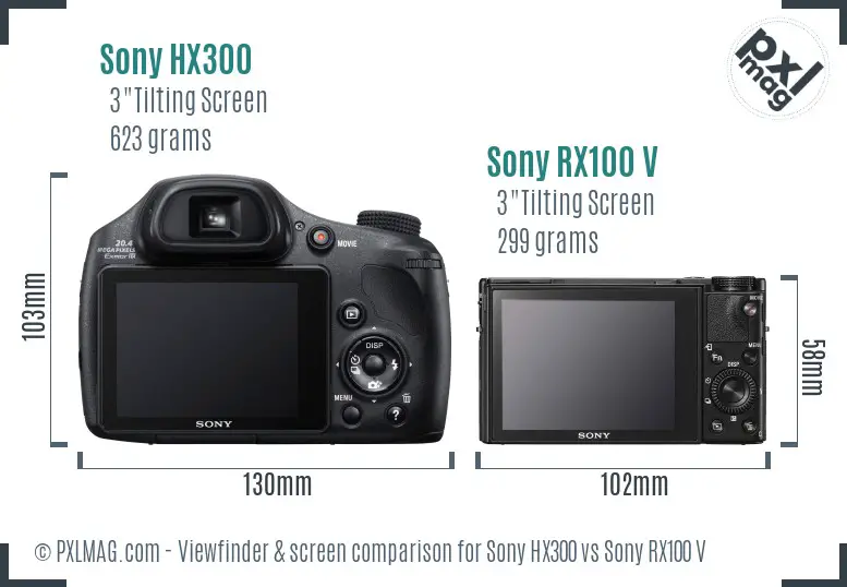 Sony HX300 vs Sony RX100 V Screen and Viewfinder comparison
