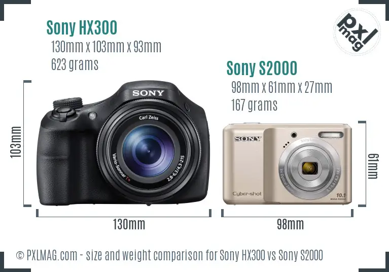 Sony HX300 vs Sony S2000 size comparison