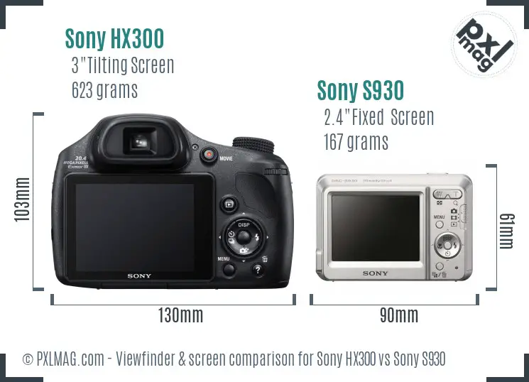 Sony HX300 vs Sony S930 Screen and Viewfinder comparison