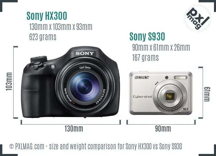 Sony HX300 vs Sony S930 size comparison