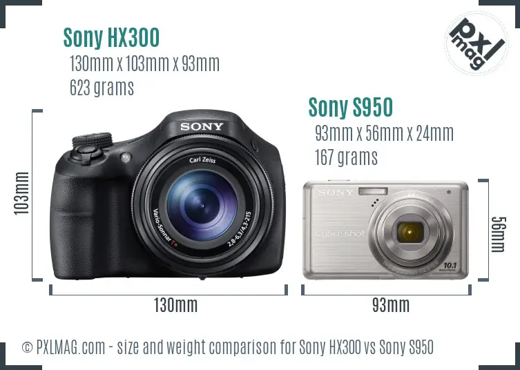 Sony HX300 vs Sony S950 size comparison