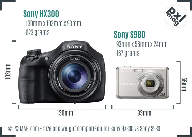 Sony HX300 vs Sony S980 size comparison