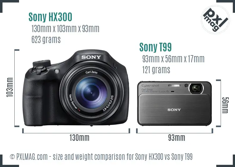 Sony HX300 vs Sony T99 size comparison