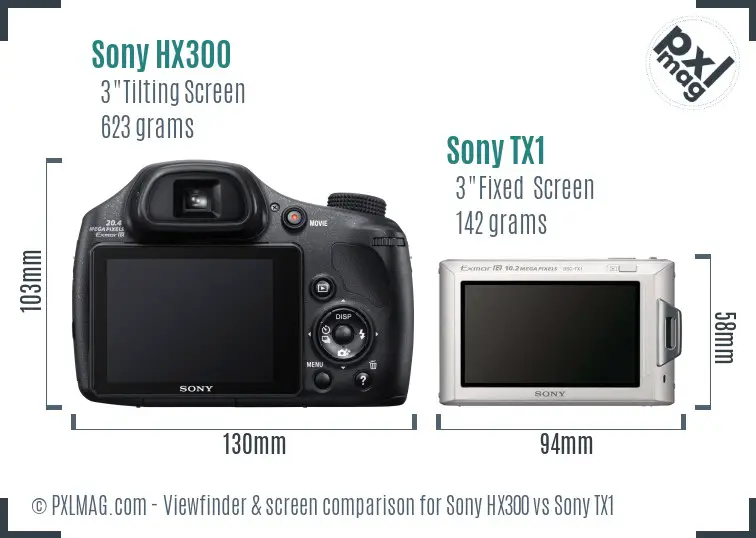 Sony HX300 vs Sony TX1 Screen and Viewfinder comparison