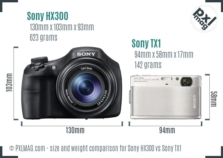 Sony HX300 vs Sony TX1 size comparison