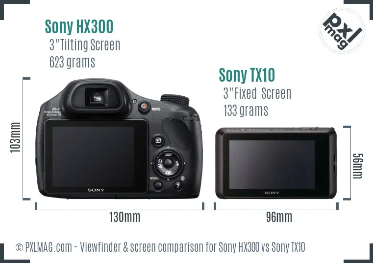 Sony HX300 vs Sony TX10 Screen and Viewfinder comparison