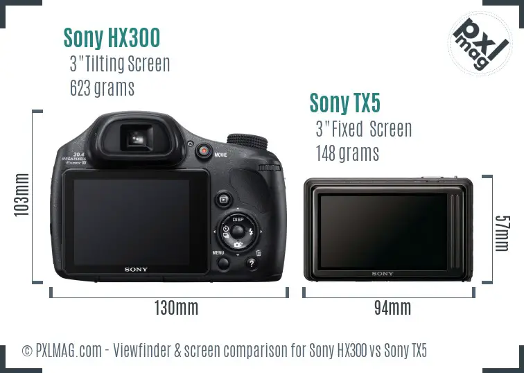 Sony HX300 vs Sony TX5 Screen and Viewfinder comparison