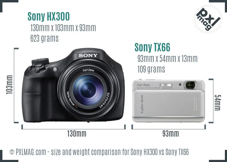 Sony HX300 vs Sony TX66 size comparison