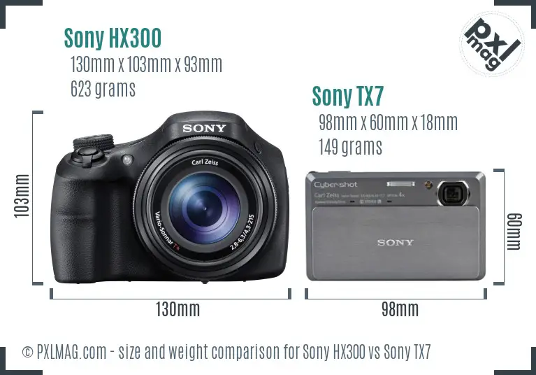 Sony HX300 vs Sony TX7 size comparison