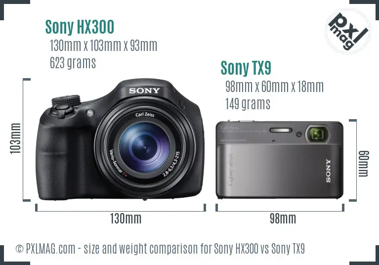 Sony HX300 vs Sony TX9 size comparison