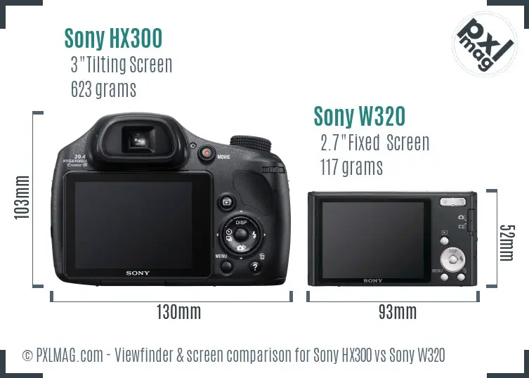 Sony HX300 vs Sony W320 Screen and Viewfinder comparison