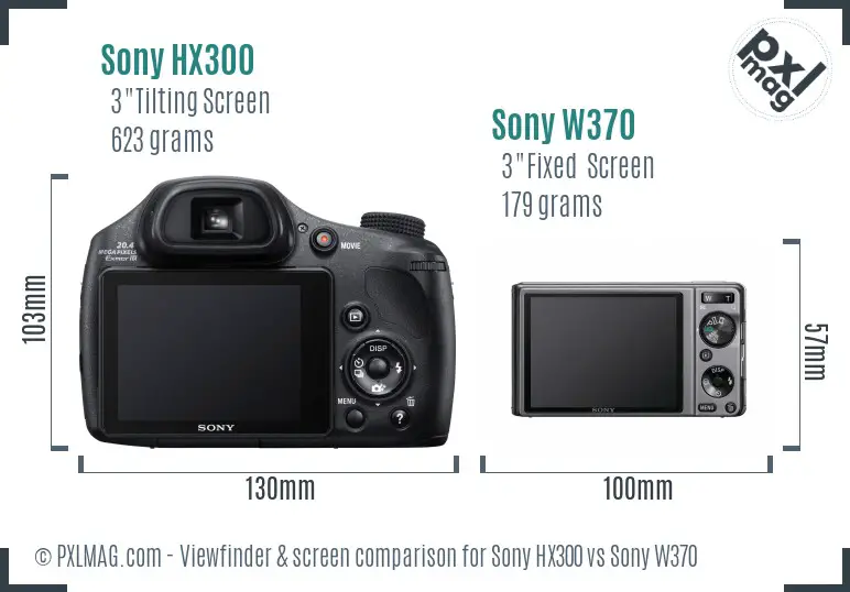 Sony HX300 vs Sony W370 Screen and Viewfinder comparison
