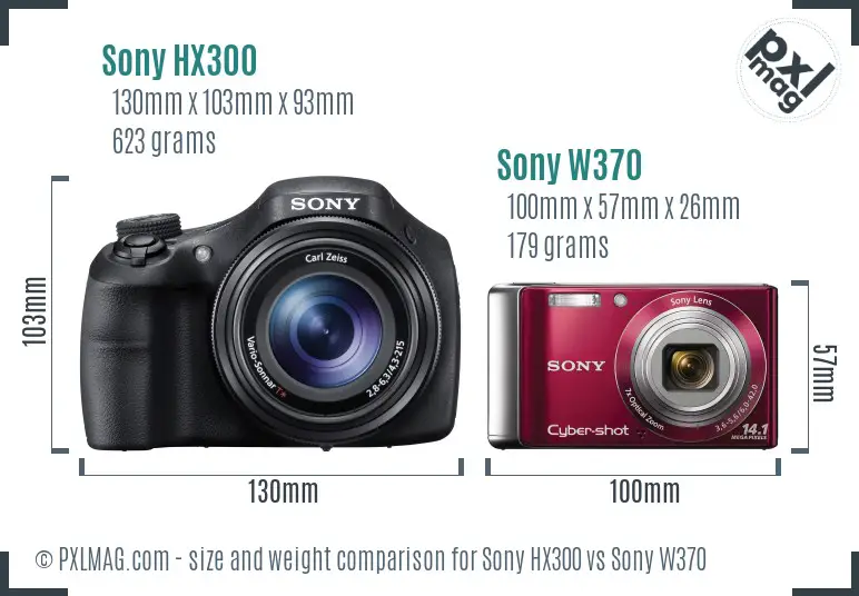 Sony HX300 vs Sony W370 size comparison