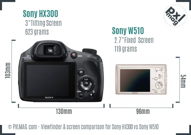 Sony HX300 vs Sony W510 Screen and Viewfinder comparison