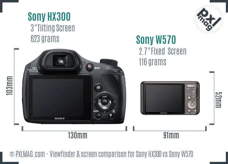 Sony HX300 vs Sony W570 Screen and Viewfinder comparison