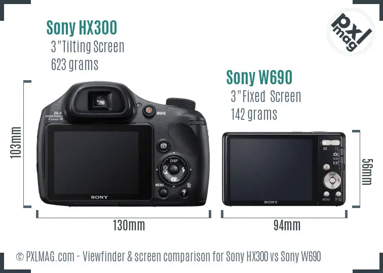 Sony HX300 vs Sony W690 Screen and Viewfinder comparison