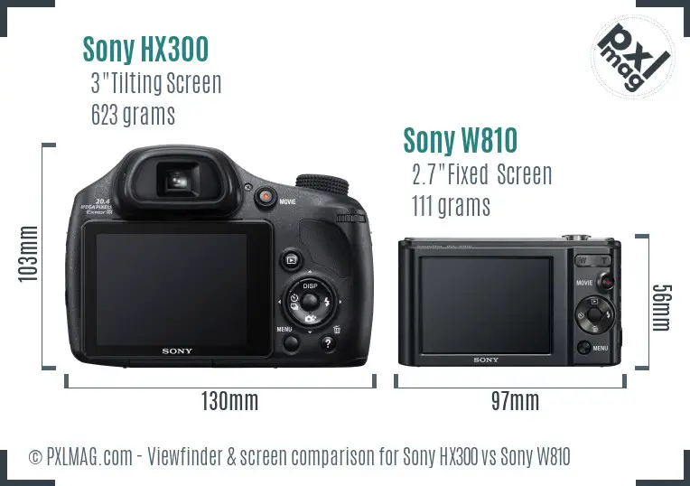 Sony HX300 vs Sony W810 Screen and Viewfinder comparison