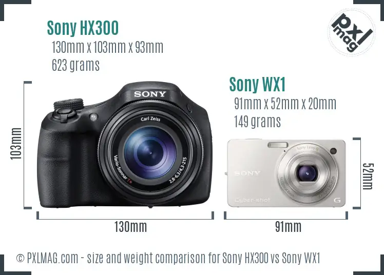 Sony HX300 vs Sony WX1 size comparison