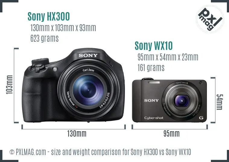 Sony HX300 vs Sony WX10 size comparison