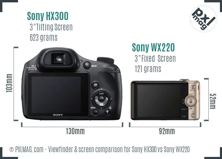 Sony HX300 vs Sony WX220 Screen and Viewfinder comparison